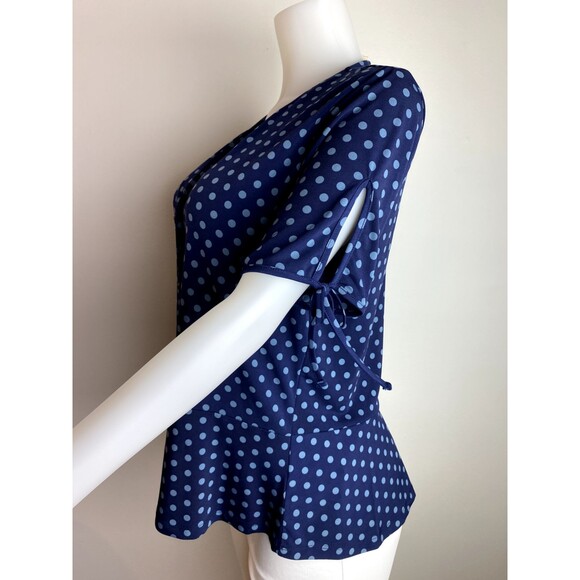 F. Michael Kors Top Size XL Polka Dot Multicolor Blue Top  V Neck. NWT $79 - Picture 4 of 7